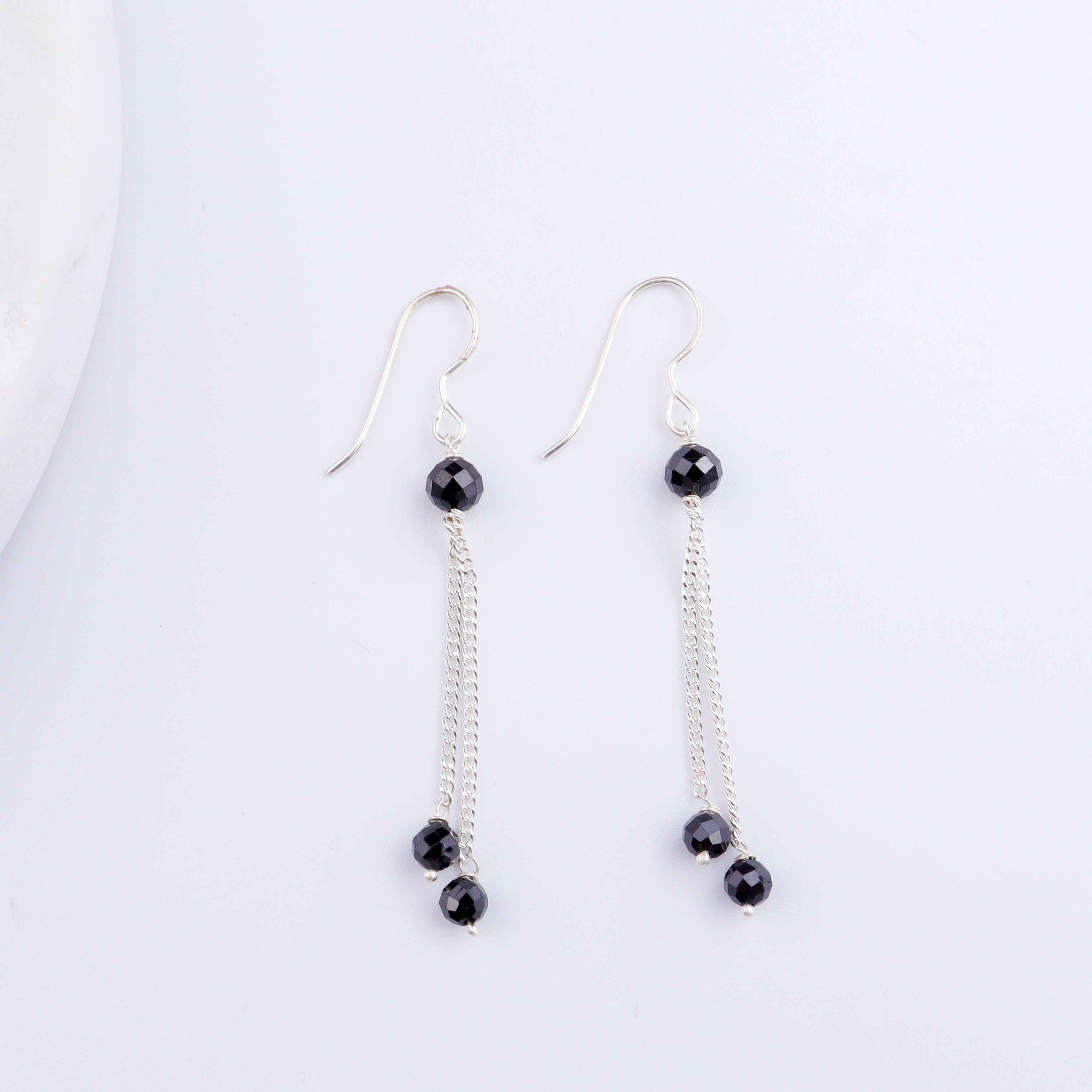 Black Onyx Silver Dangler