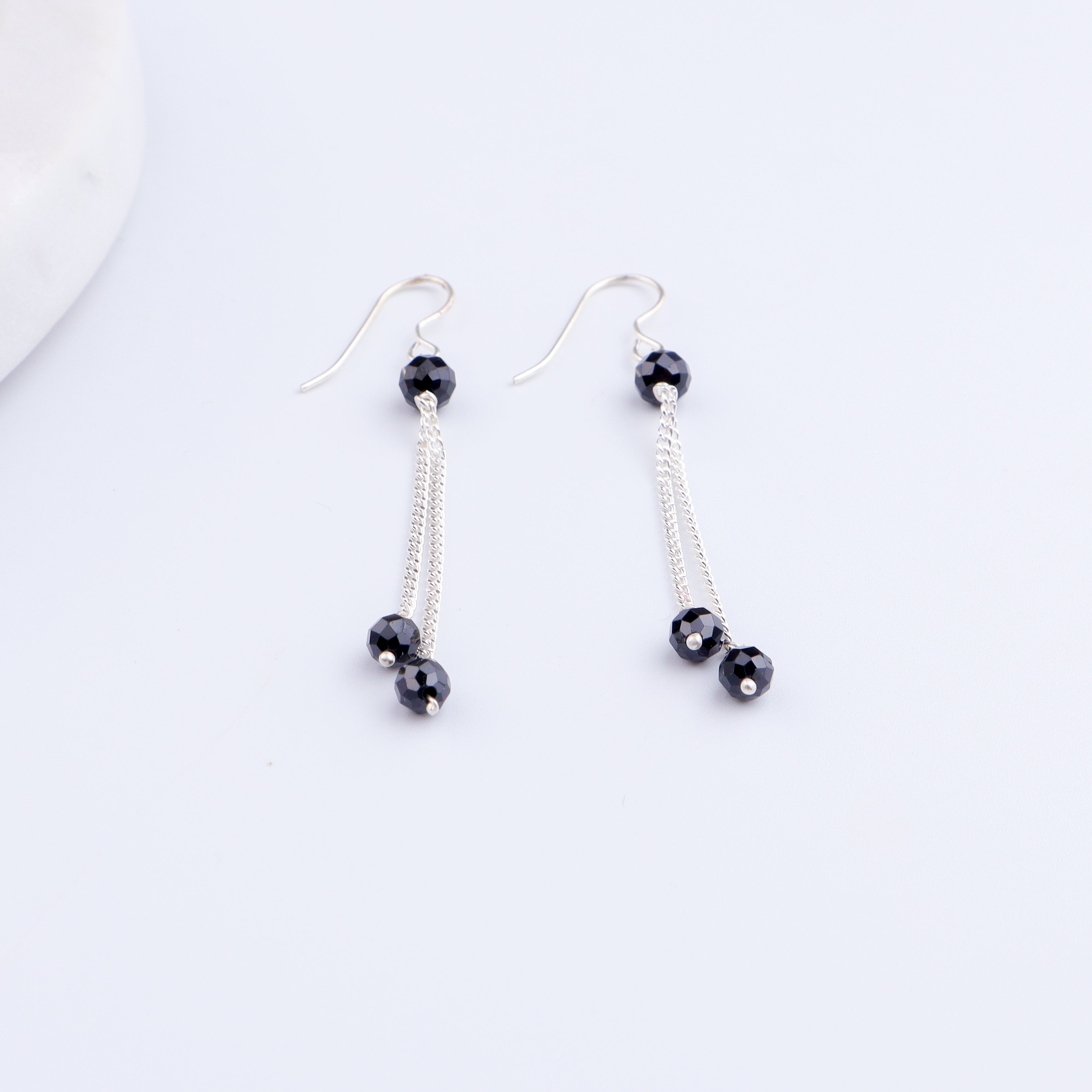 Black Onyx Silver Dangler