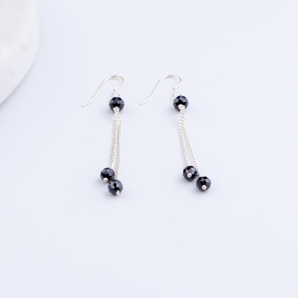 Black Onyx Silver Dangler