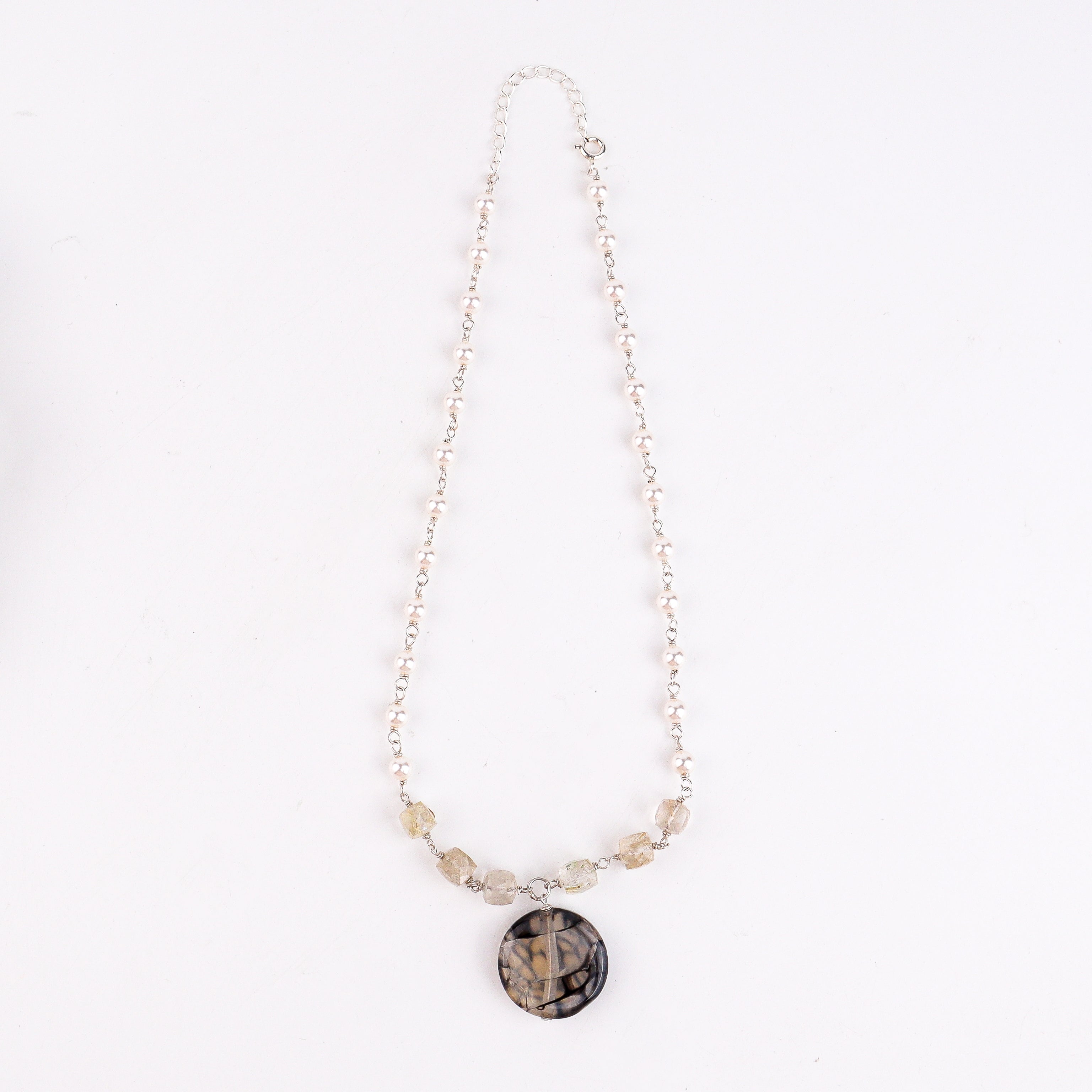 Multicolour Stone Necklace with Pearl Ganthan