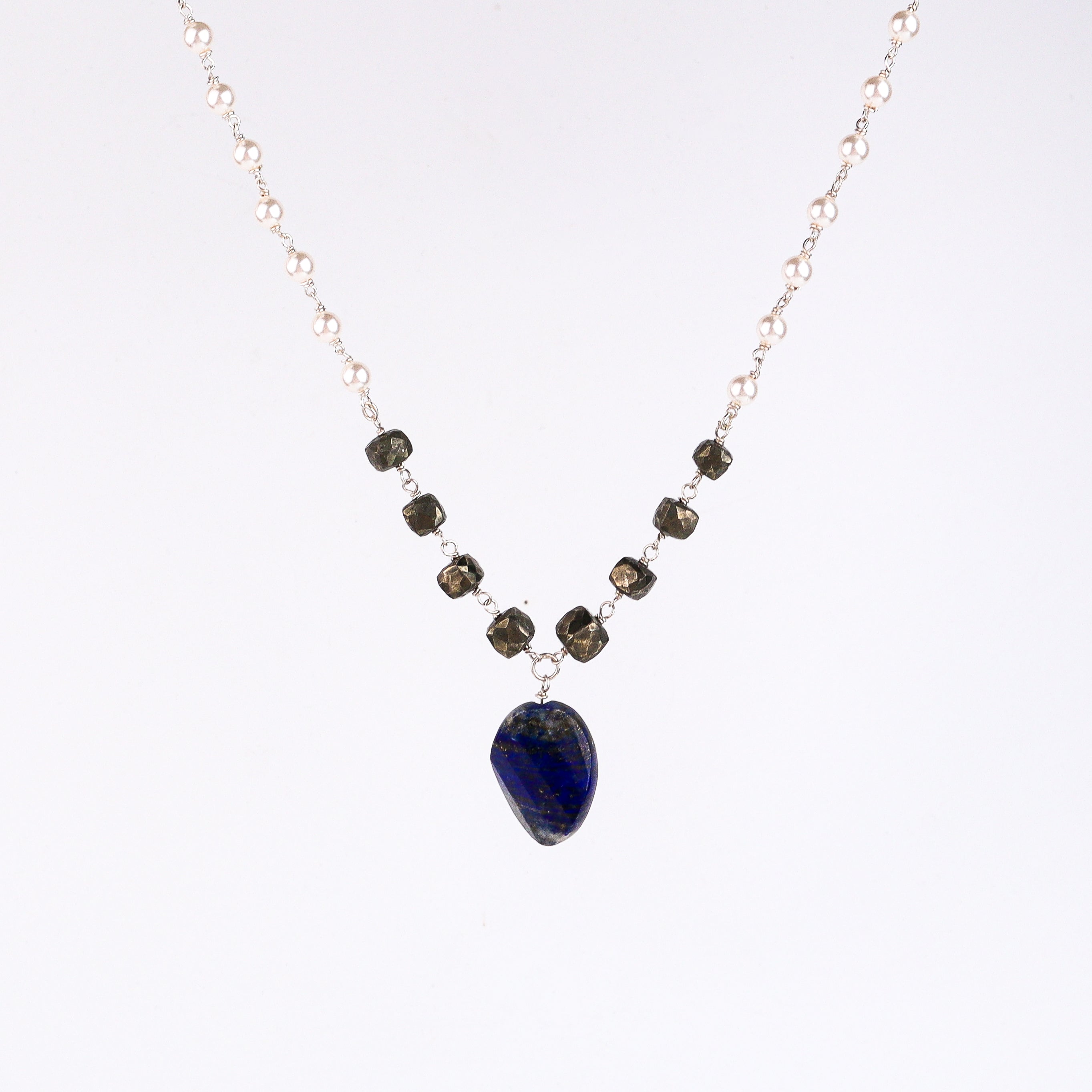 Multicolour Stone Necklace with Pearl Ganthan