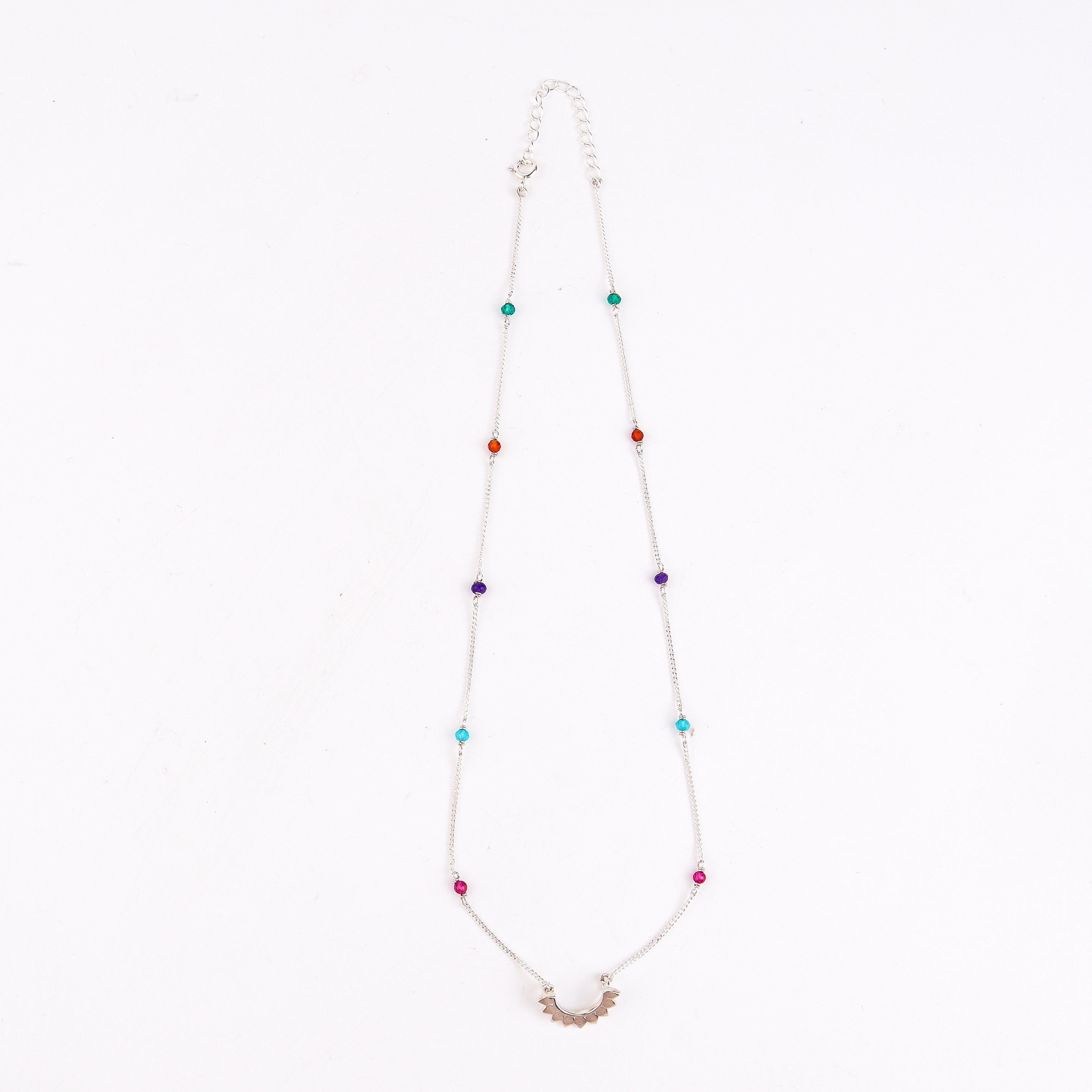 Petal Necklace with Multicolour Stones