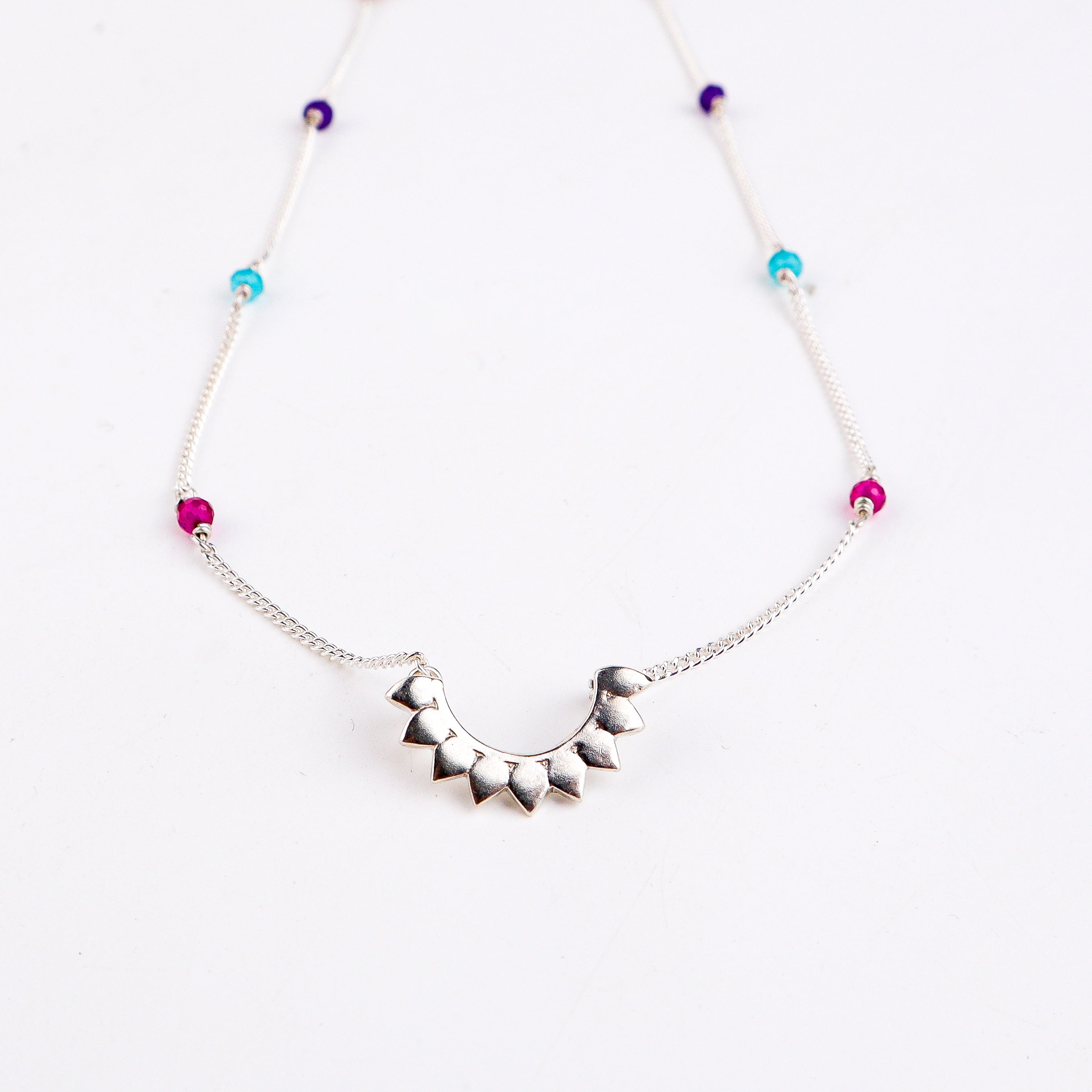 Petal Necklace with Multicolour Stones