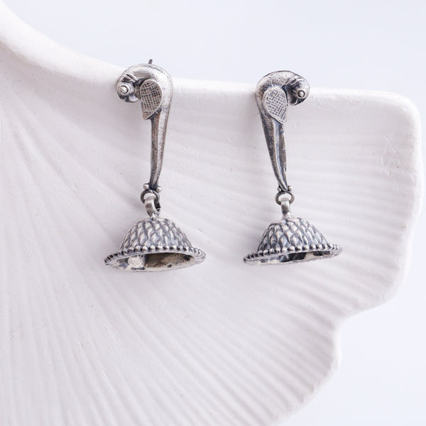 Silver Parrot Jhumki