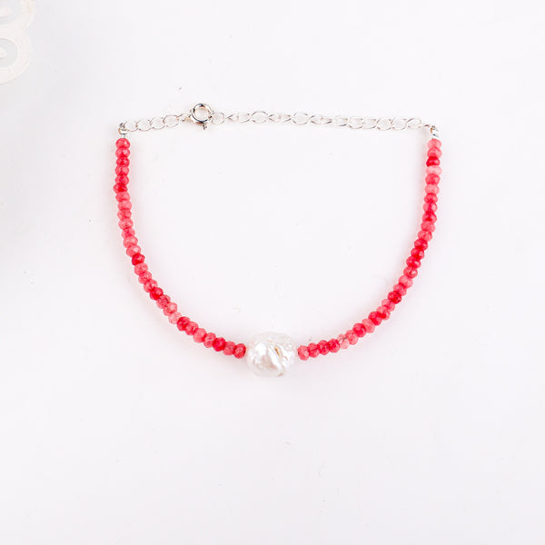 Pink Jade & Pearl Bracelet
