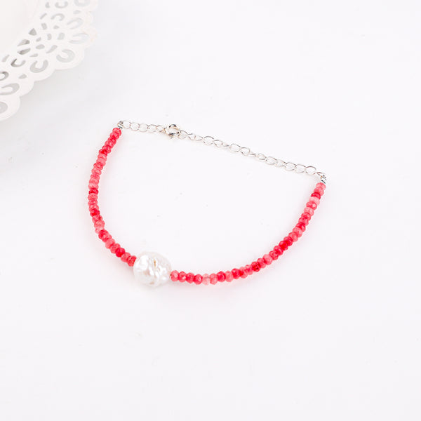 Pink Jade & Pearl Bracelet