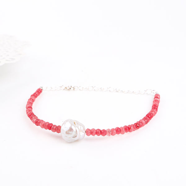 Pink Jade & Pearl Bracelet