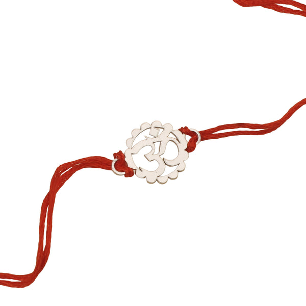 Silver Laser cut Om  Rakhi: Small