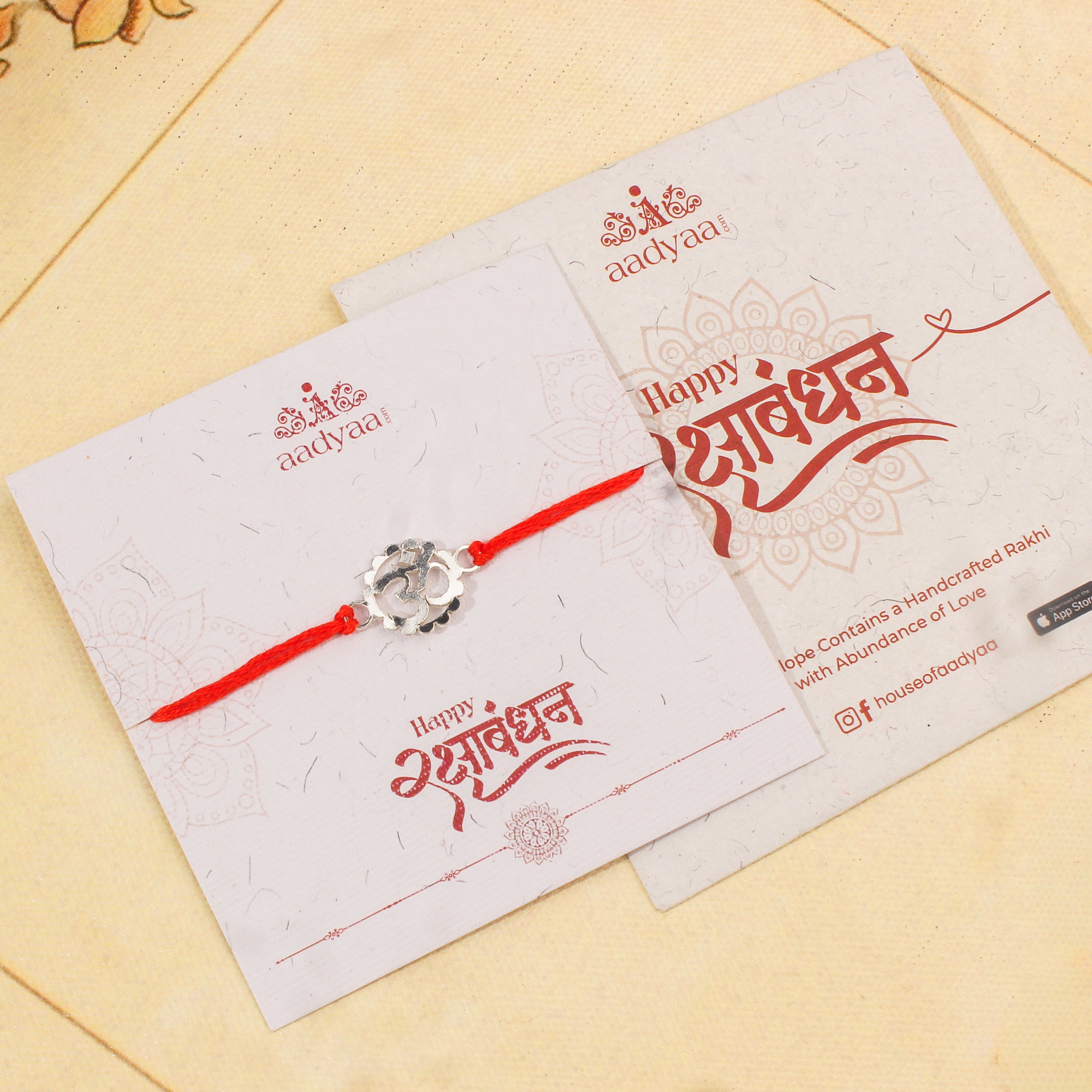Silver Laser cut Om  Rakhi: Small