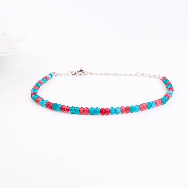 Pink Jade & Blue Jade Bracelet