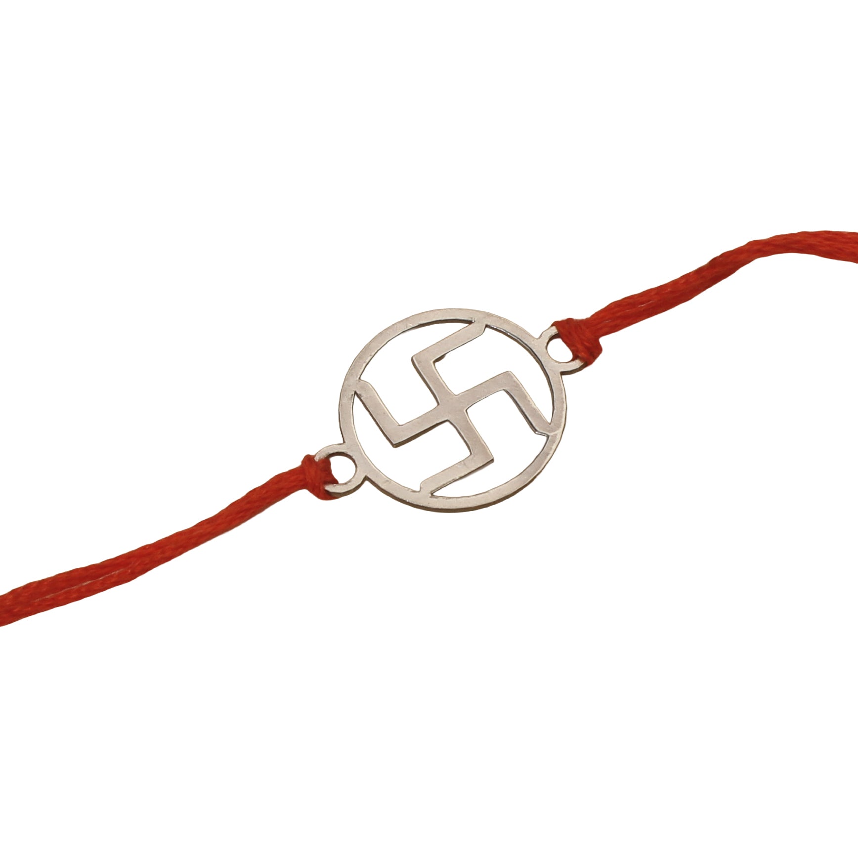 Silver Laser cut Swastik Rakhi: Small