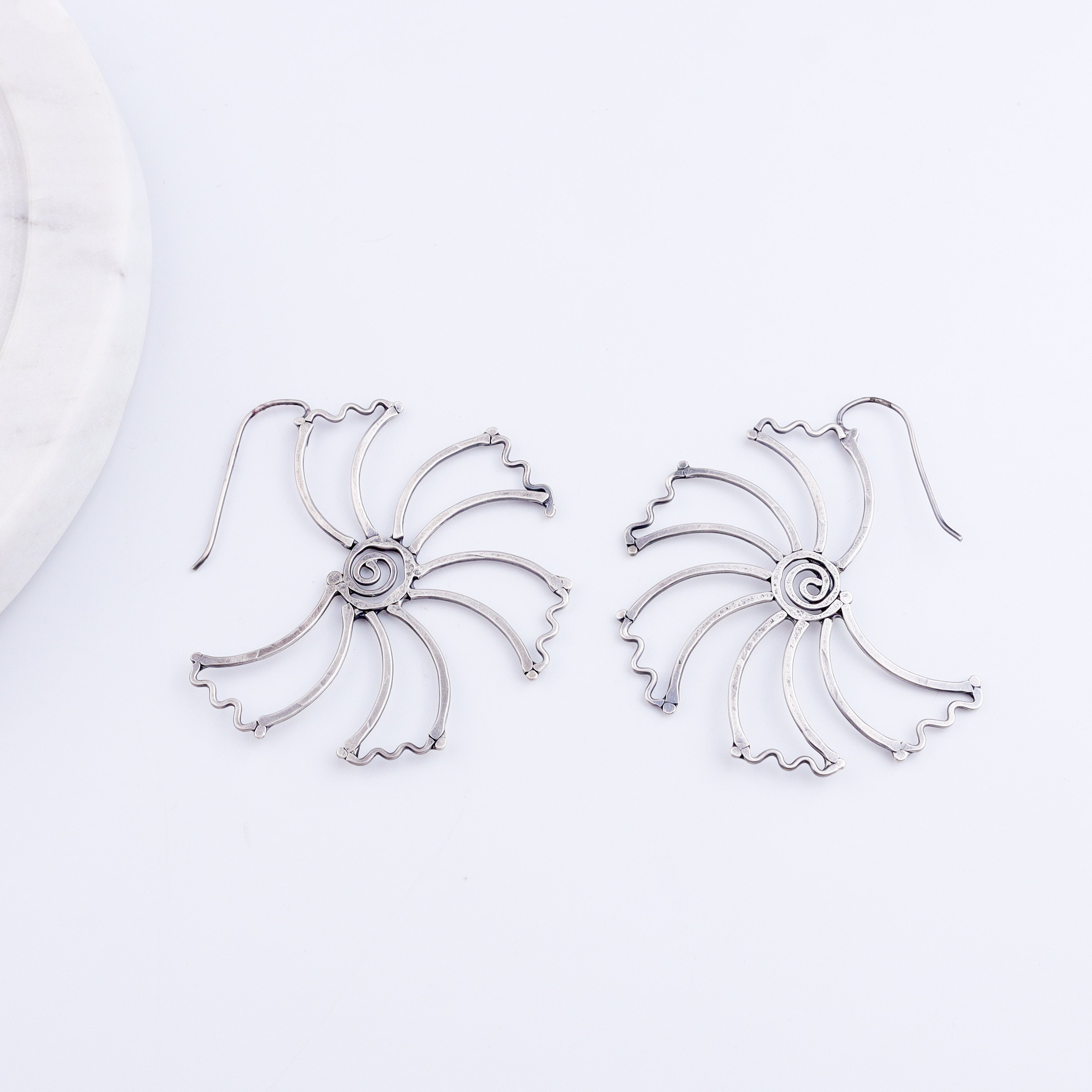 Gulmohar Hammered Earring: Hook Style