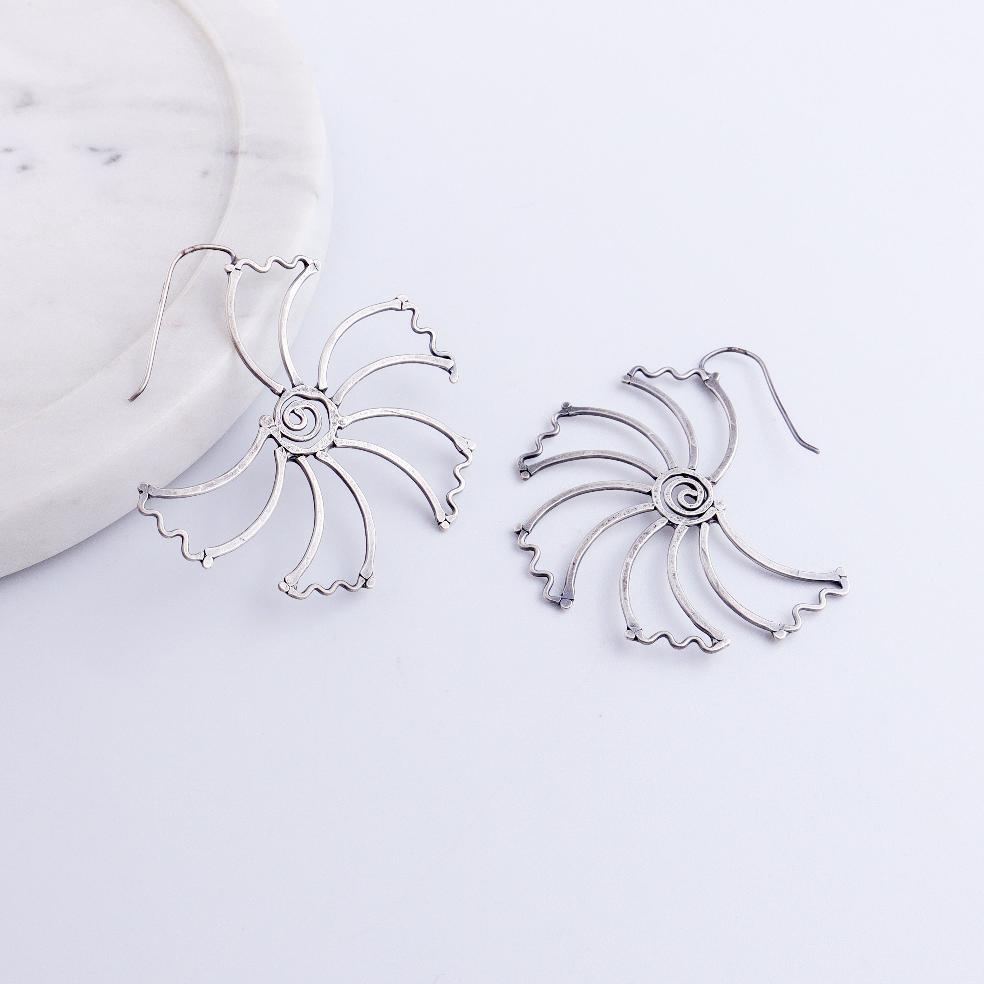 Gulmohar Hammered Earring: Hook Style