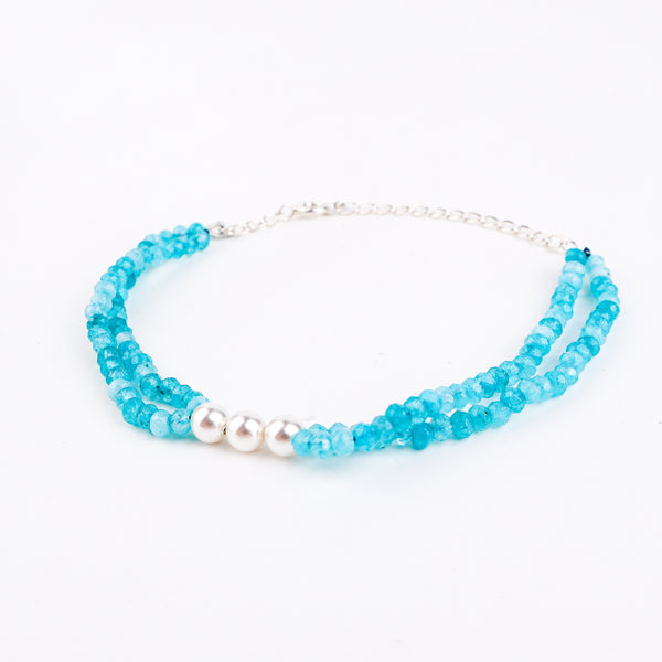 Blue Jade & Pearl Bracelet