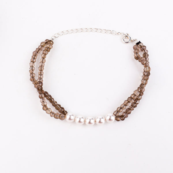 Smoky Quartz & Pearl Bracelet