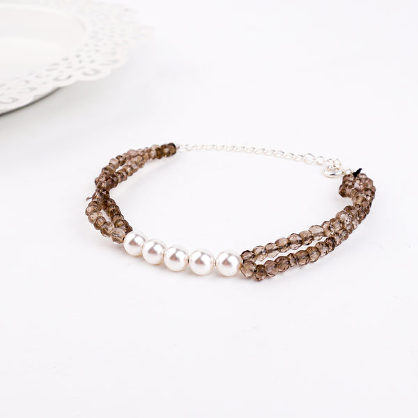 Smoky Quartz & Pearl Bracelet