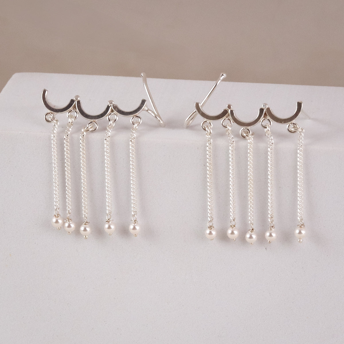 Silver Cloud Earcuff Danglers