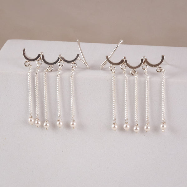Silver Cloud Earcuff Danglers