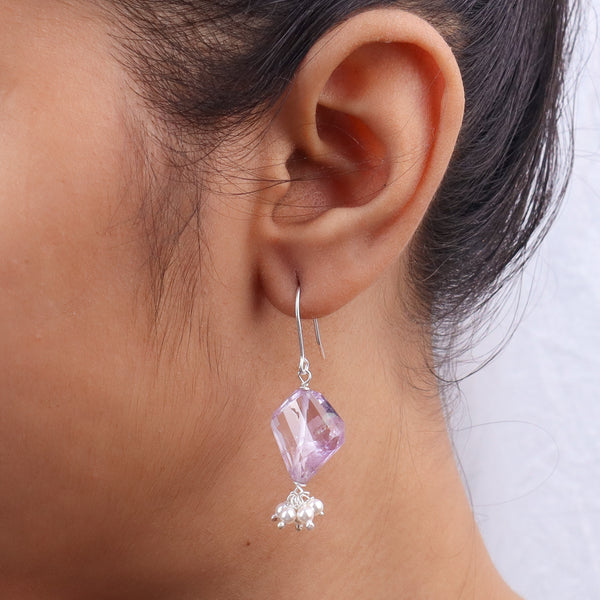 Amethyst & Pearl Silver Earrings (Project Handmade)