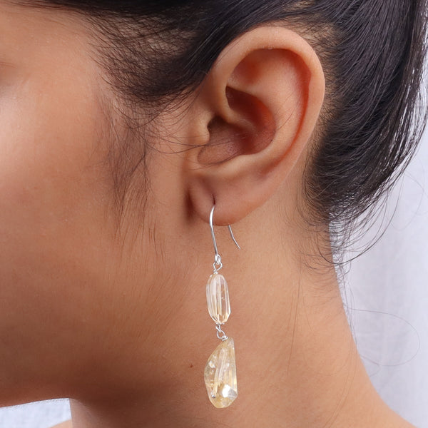 Citrine Silver Earrings (Project Handmade)