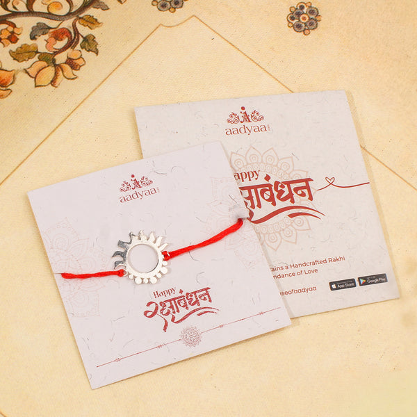 Handcrafted Silver Rakhi: Sun