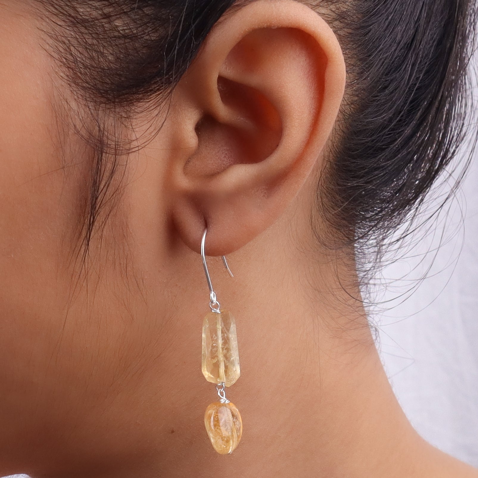 Citrine Silver Earrings (Project Handmade)