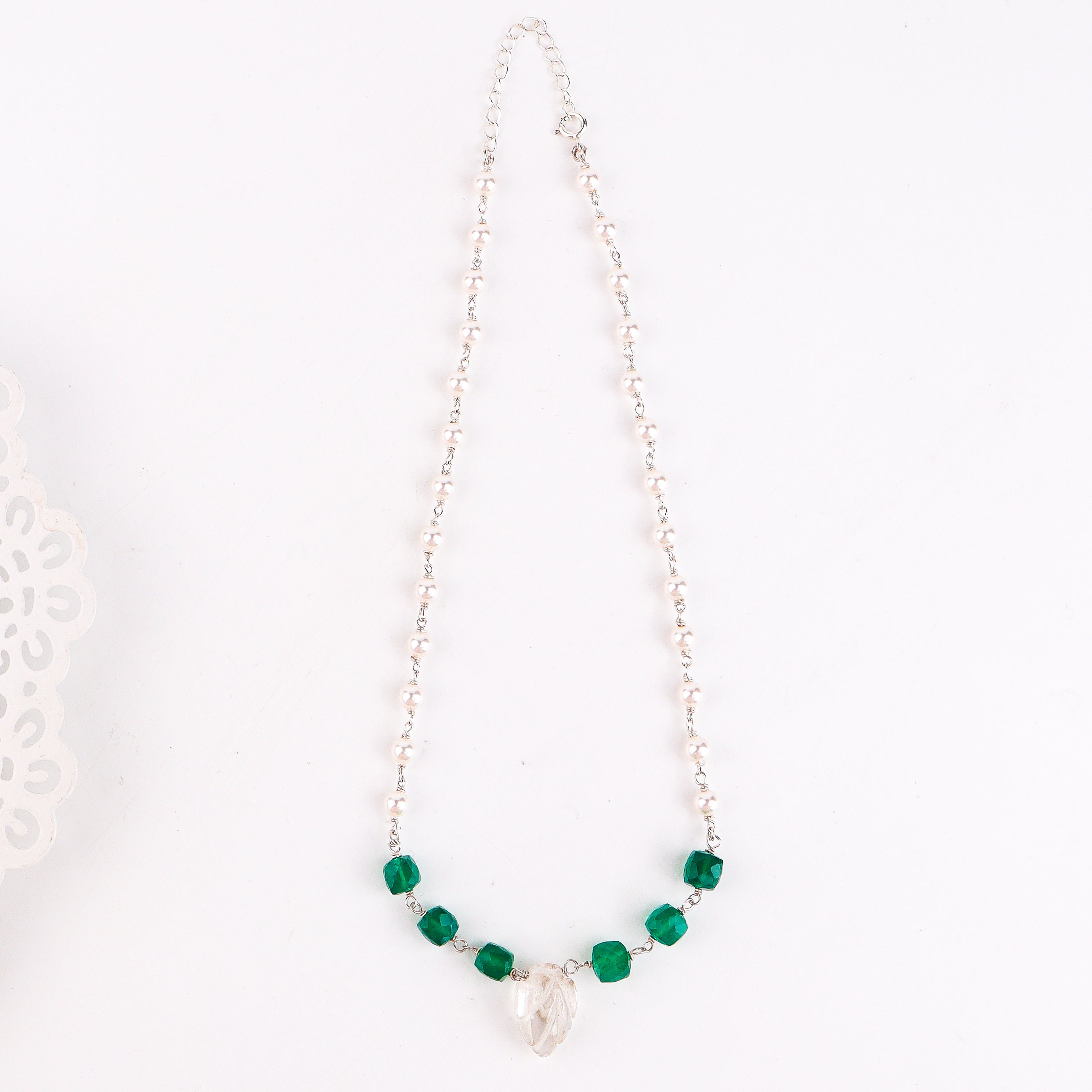 Multicolour Stone Necklace with Pearl Ganthan