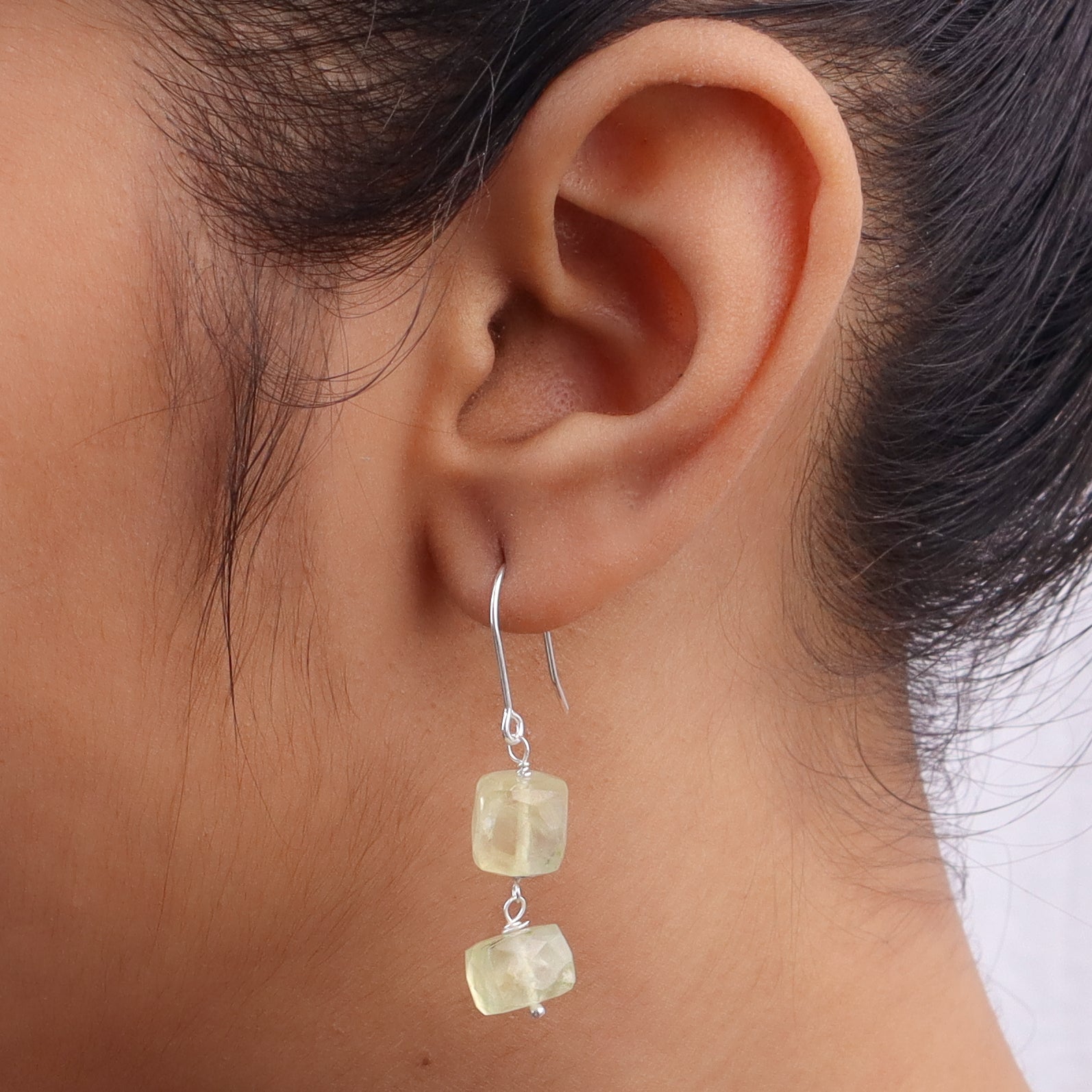 Prehnite Silver Earrings (Project Handmade)