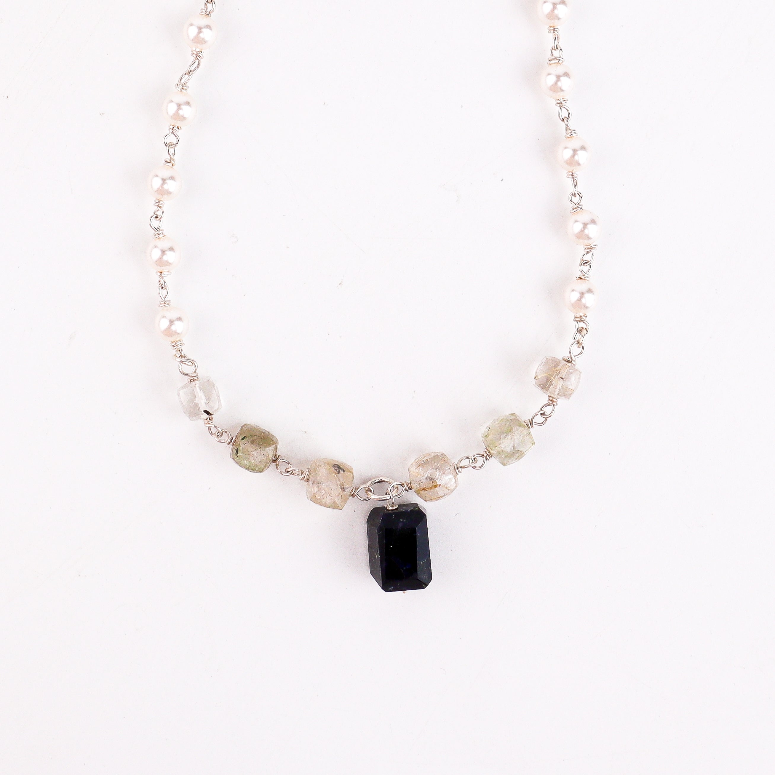 Multicolour Stone Necklace with Pearl Ganthan