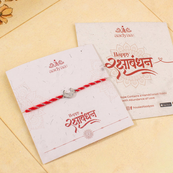 Moon Silver CZ Rakhi