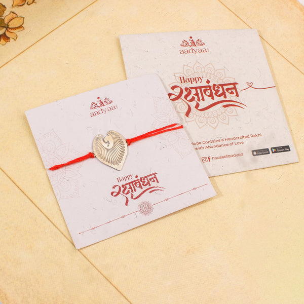 Silver Laser Cut Mayur Rakhi