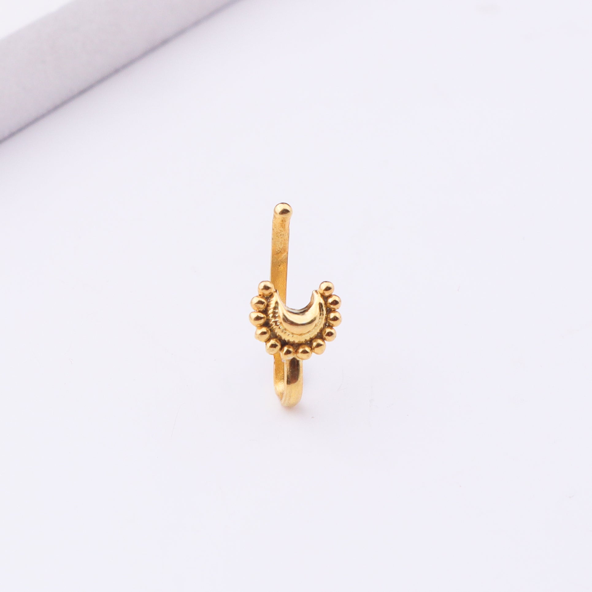 Chandrakor Nose pin: Small (Pierced) | 22K Gold Plated