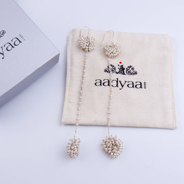 Pearl Double Bunch Dangler Earrings