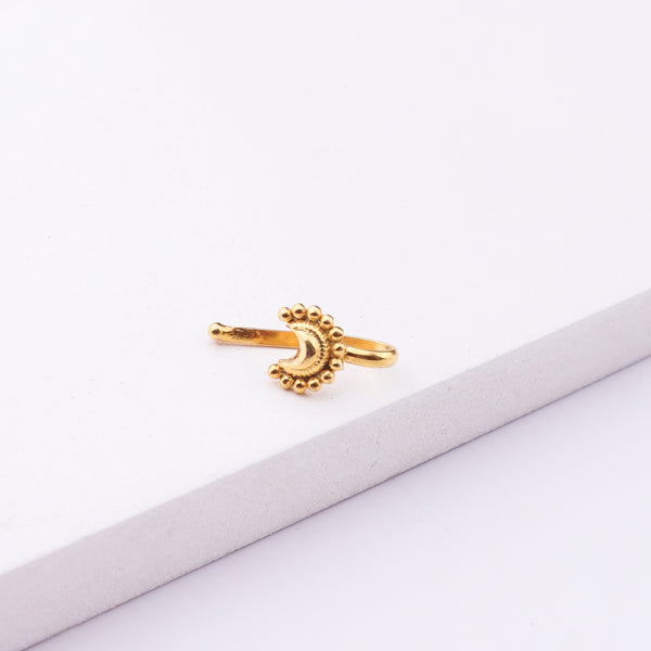 Gold Chandrakor nose pin small clip-on jewelry