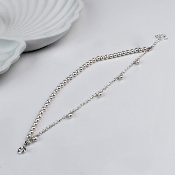 Layered Pearl and Silver Beaded Bracelet