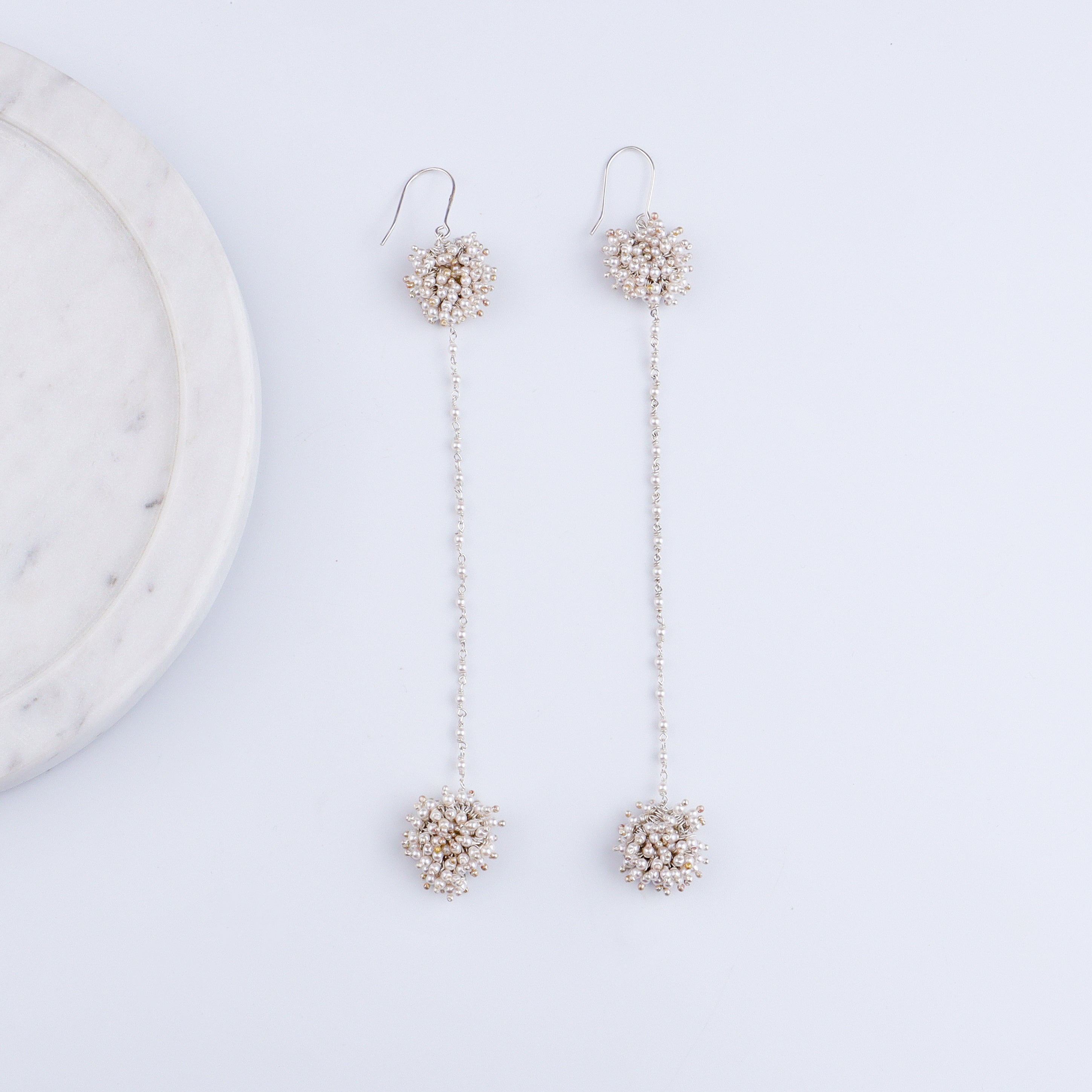 Pearl Double Bunch Dangler Earrings