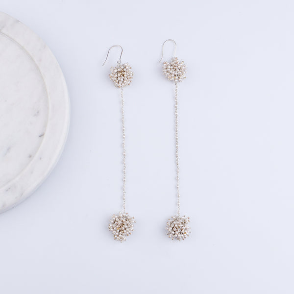 Pearl Double Bunch Dangler Earrings