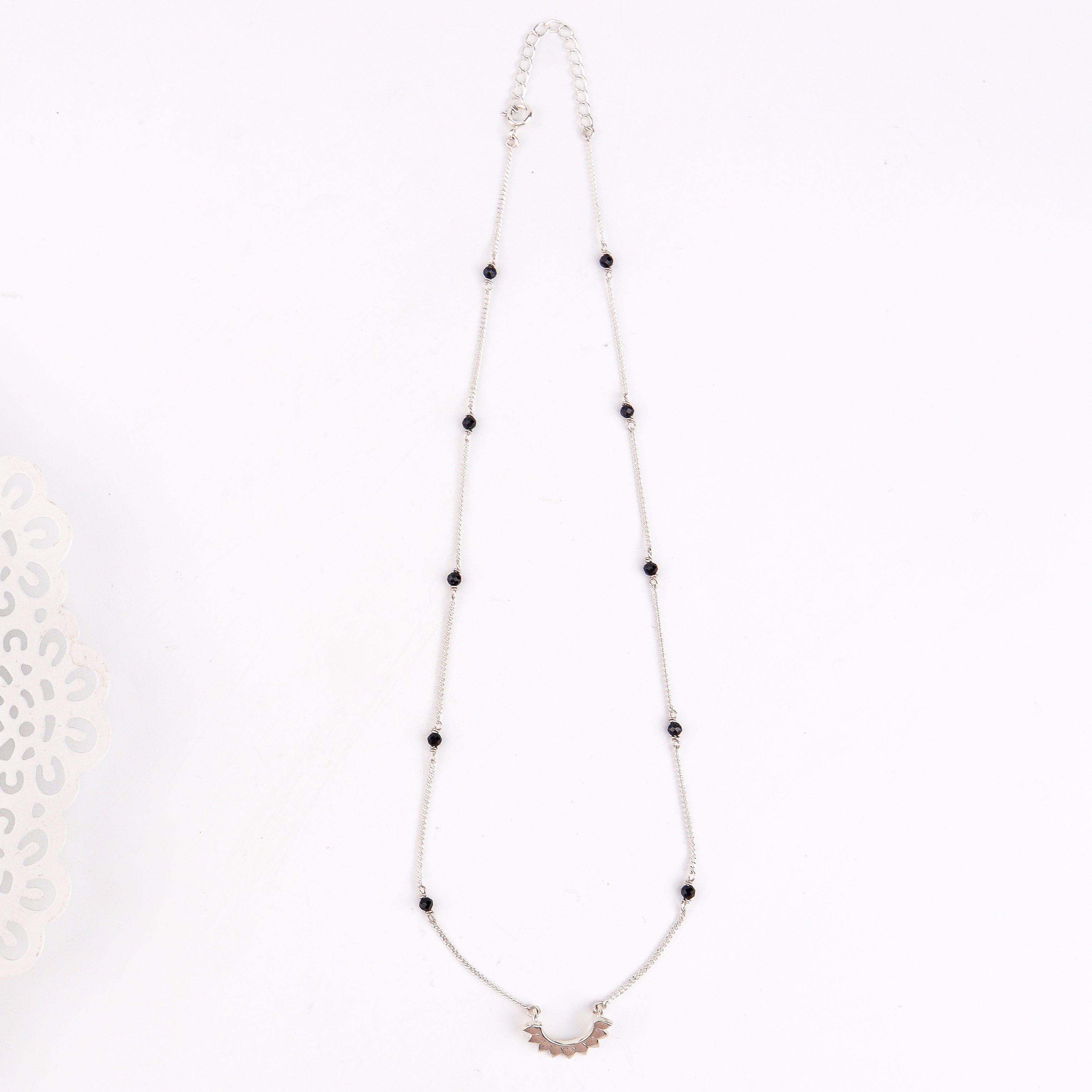 Petal necklace with Black Spinels
