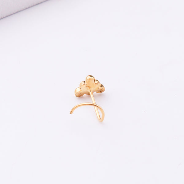 Gold-plated silver cloud-shaped nose pin for pierced noses