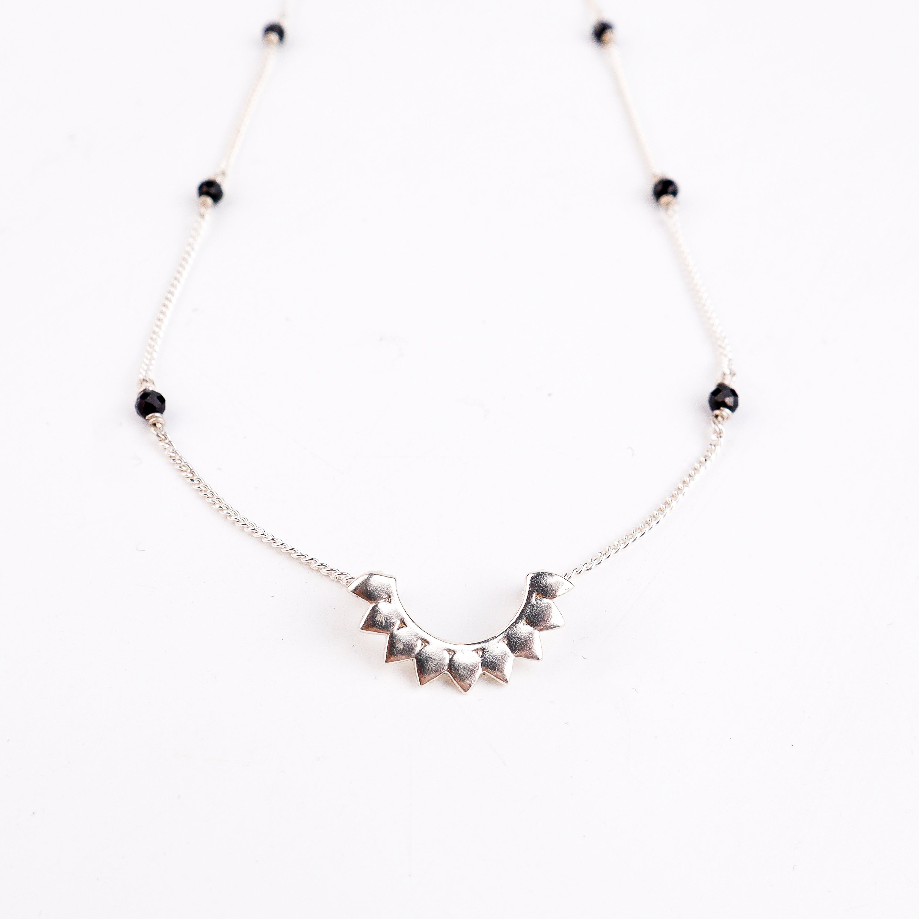 Petal necklace with Black Spinels