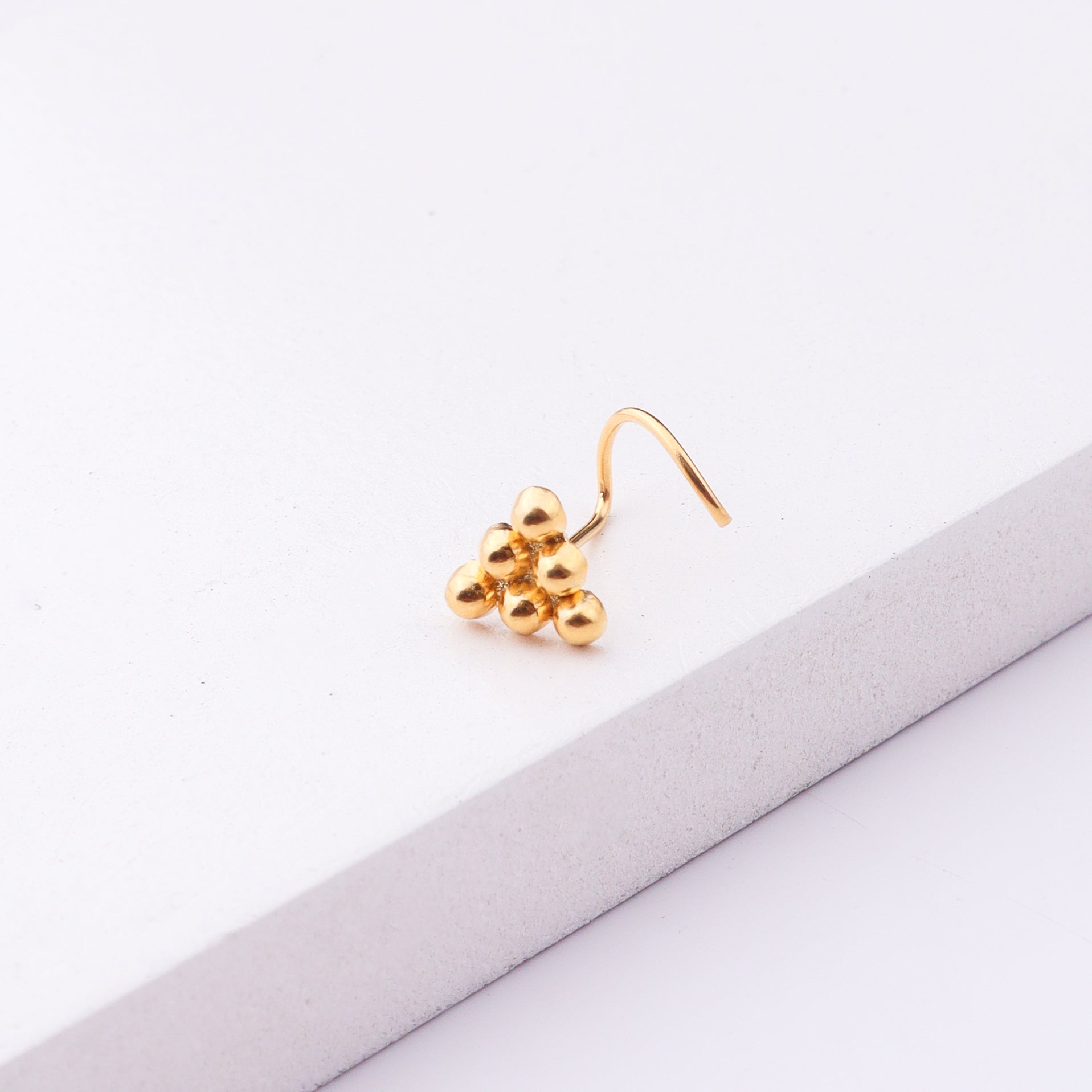 Gold Plated Silver Pyramid Nose Pin Pierced
