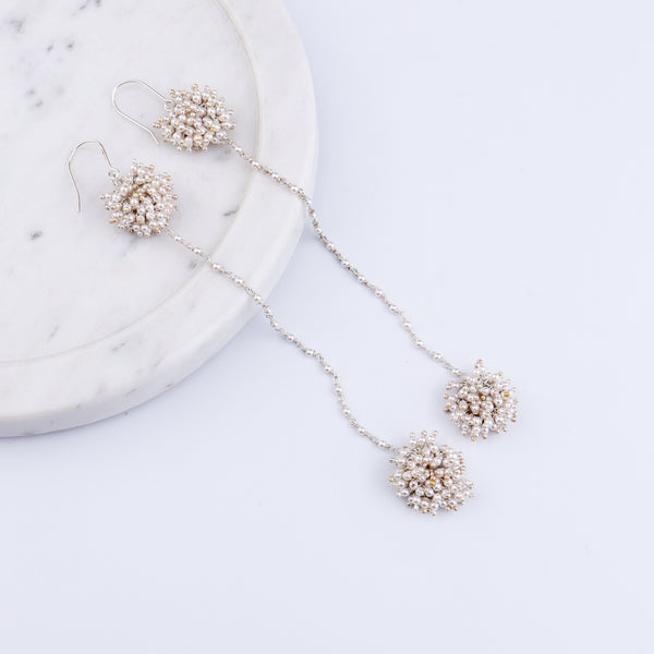 Pearl Double Bunch Dangler Earrings
