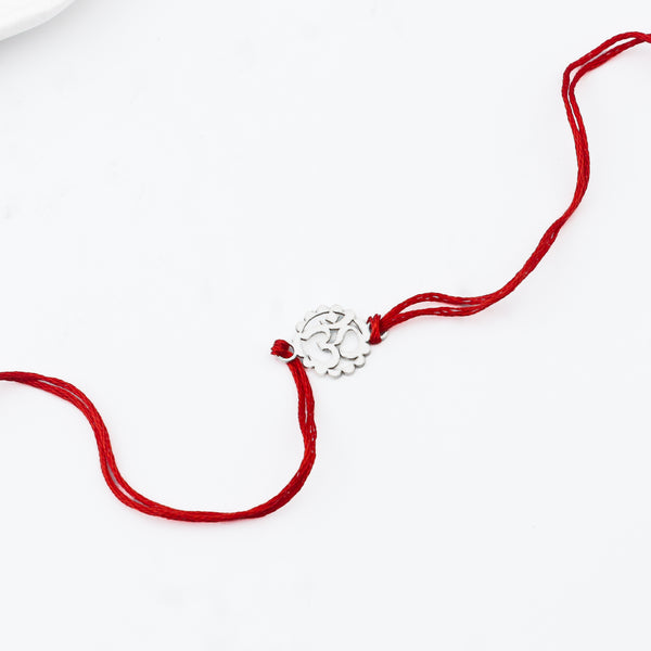 Silver Laser cut Om  Rakhi: Small