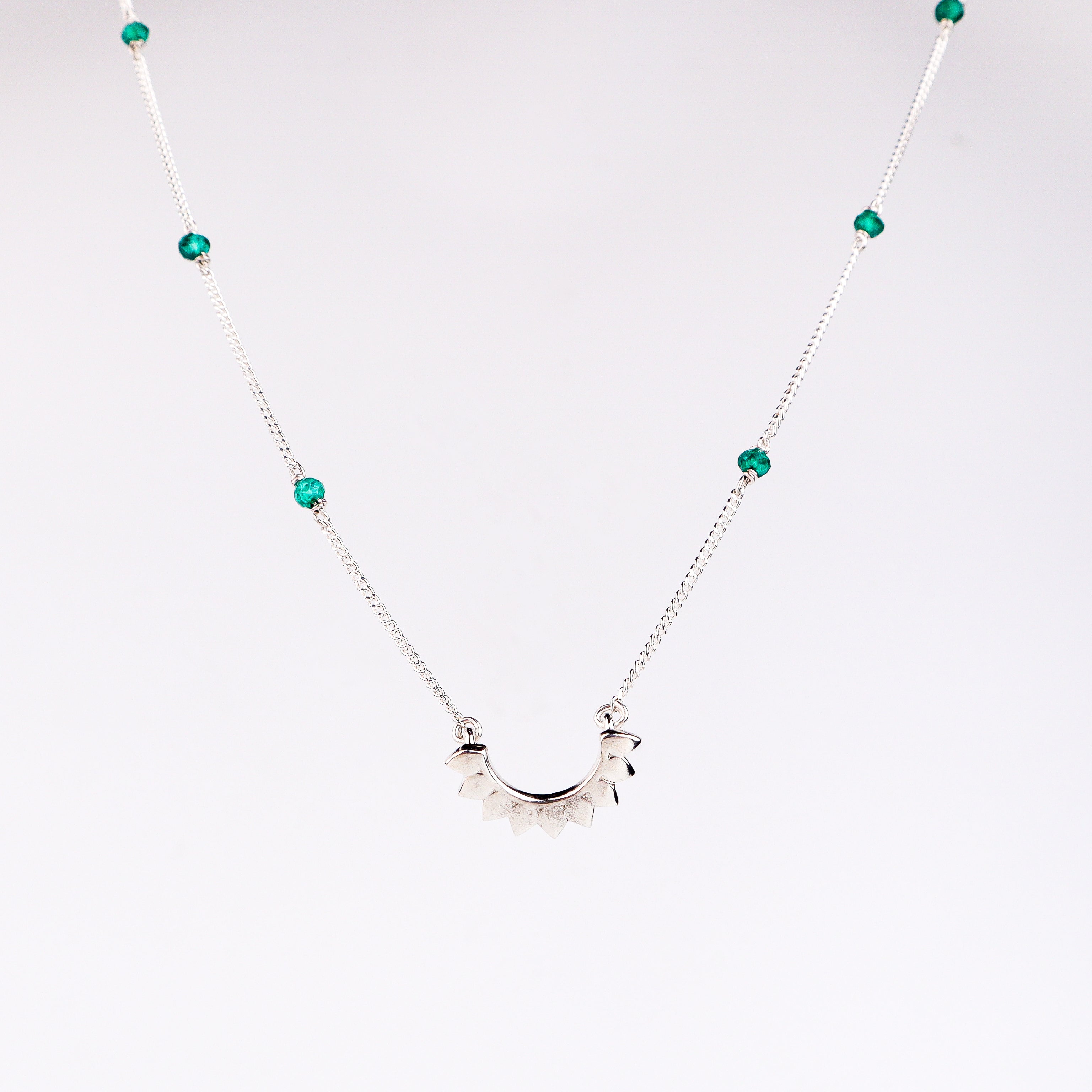 Petal Necklace with Green Onyx