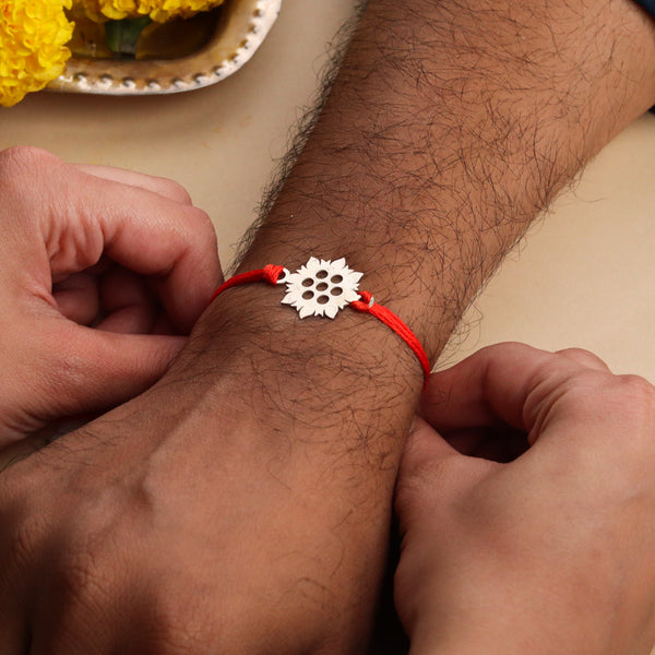Silver Laser cut Rakhi