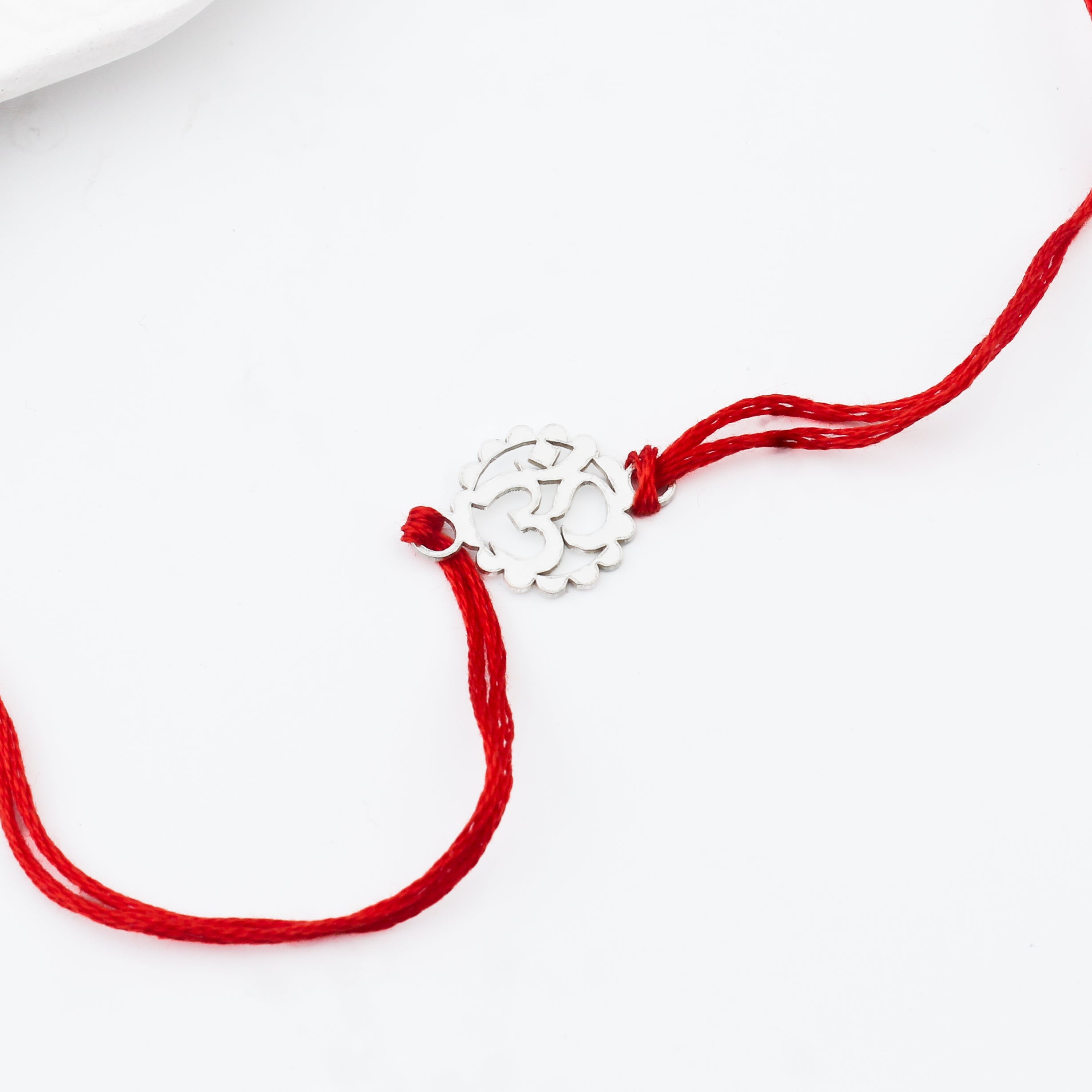 Silver Laser cut Om  Rakhi: Small