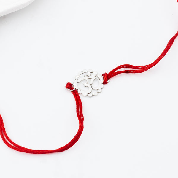 Silver Laser cut Om  Rakhi: Small
