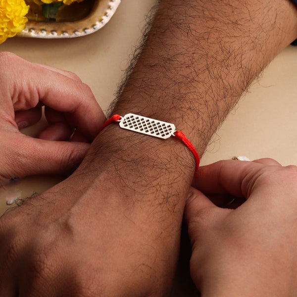 Silver Laser cut Rakhi