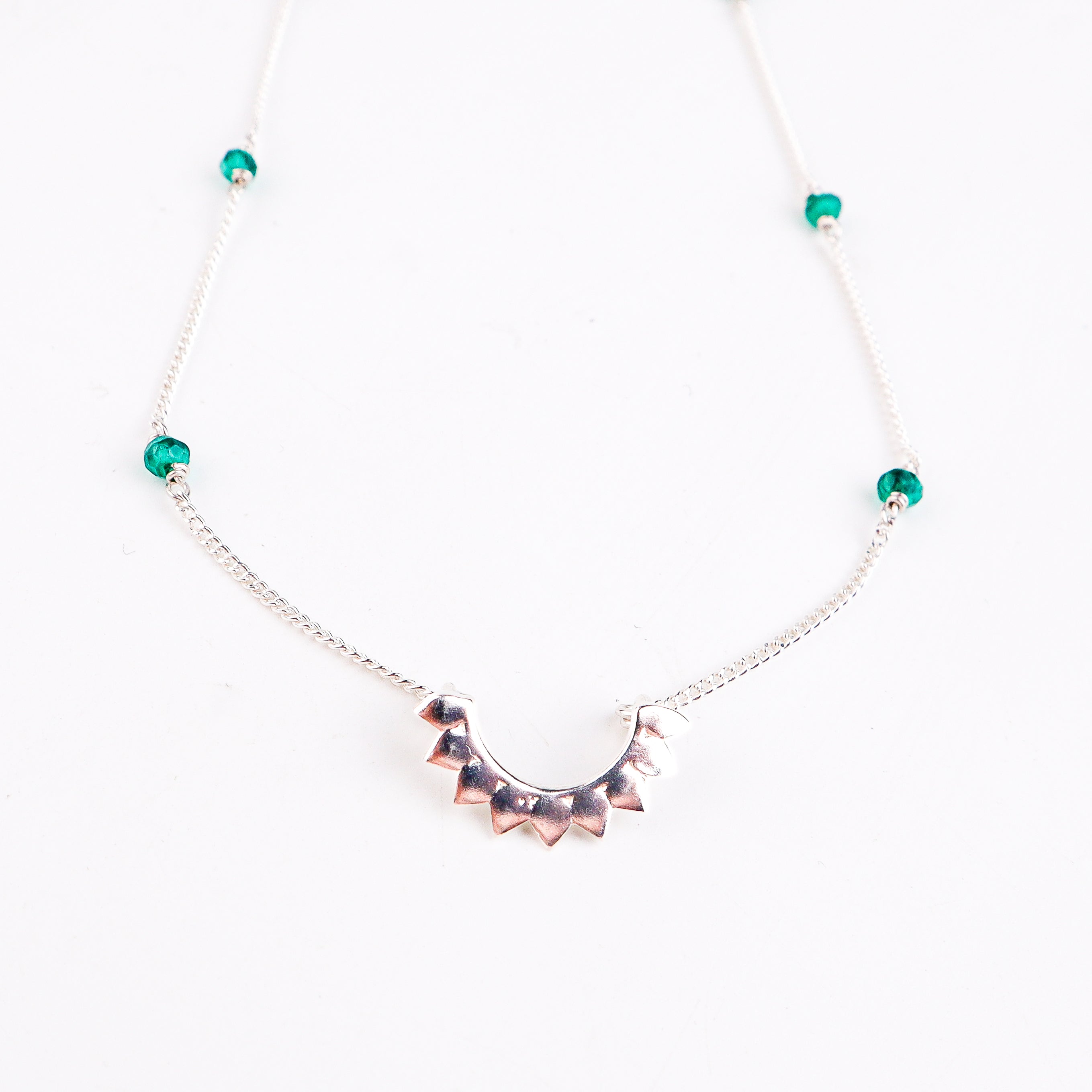 Petal Necklace with Green Onyx