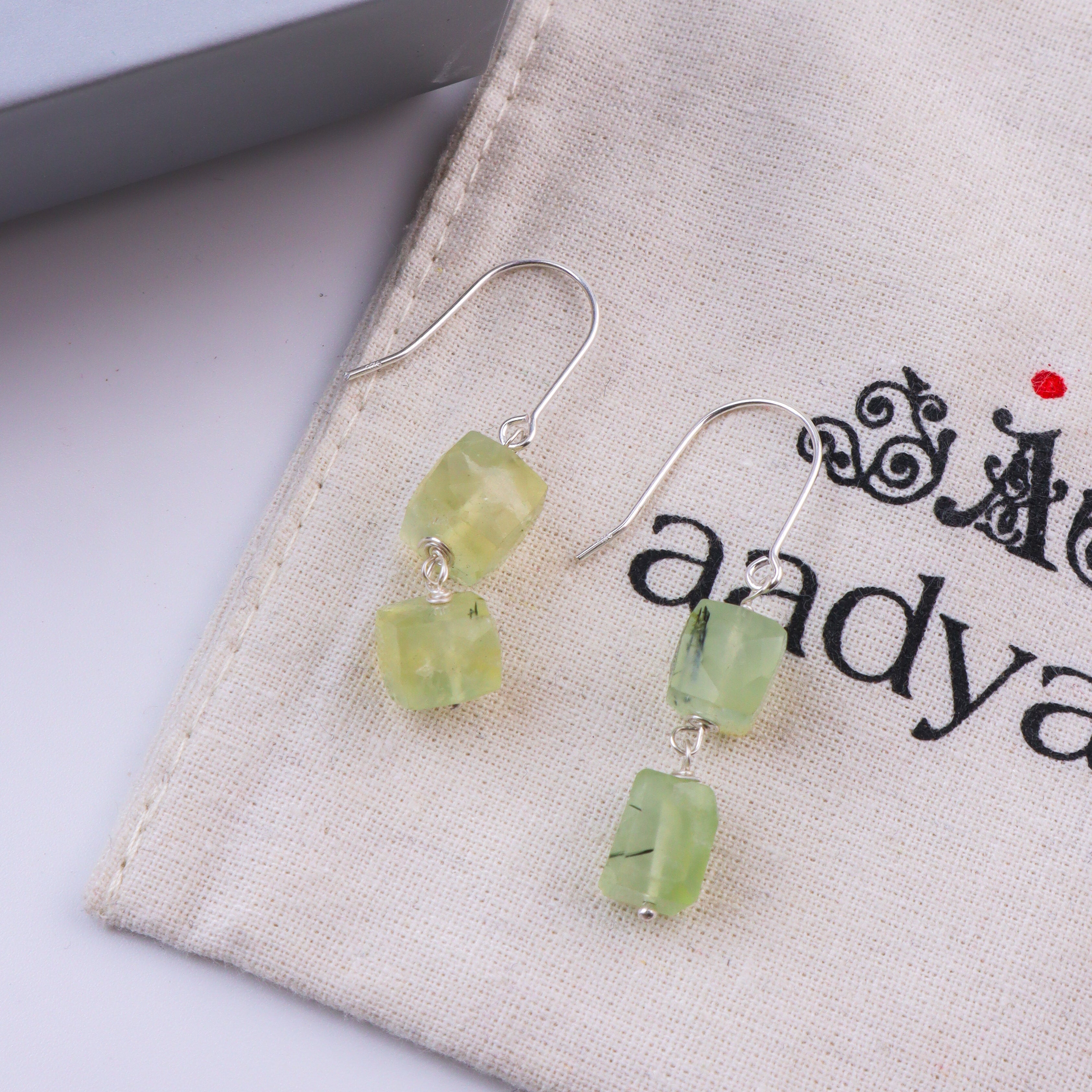 Prehnite Silver Earrings (Project Handmade)